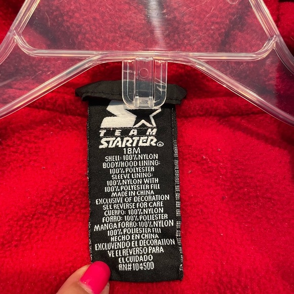 Ohio State Buckeyes embroidered Kids Black and Red Puffer vintage starter Jacket - Picture 7 of 7